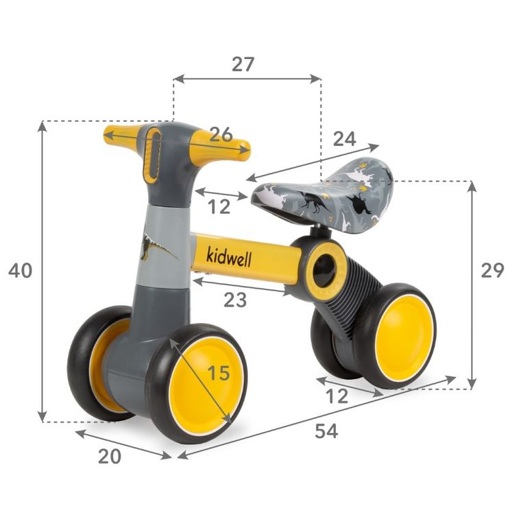 Kidwell, Petito Dino, mini bicicleta de echilibru cu 4 roti