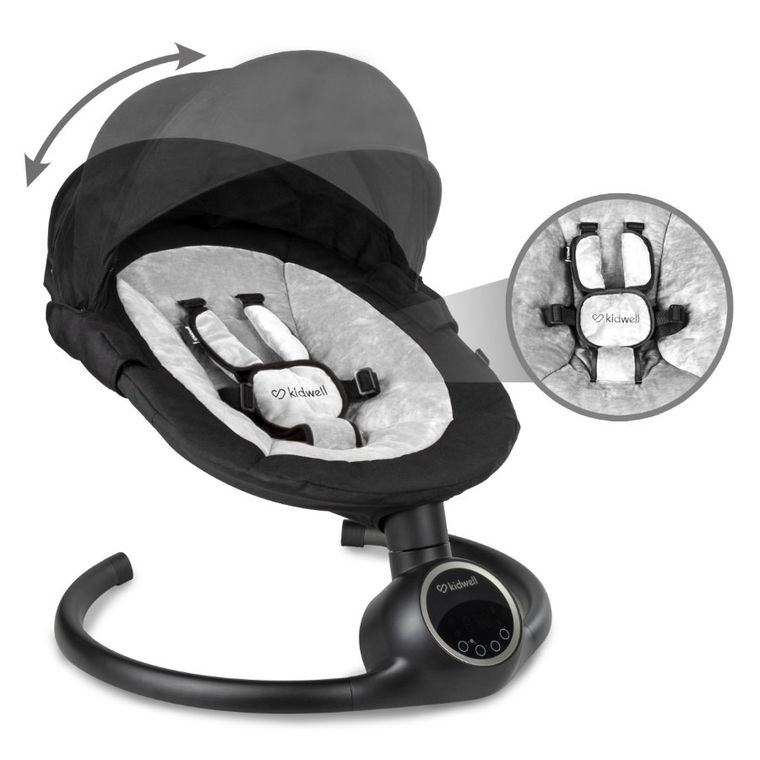 Kidwell, Reve, Scaun electric pentru bebelusi, 2in1, negru-argintiu