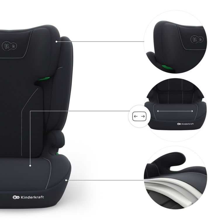 Kinderkraft, I-Spark 2 Plus, i-Size, scaun auto, black, 100-150 cm