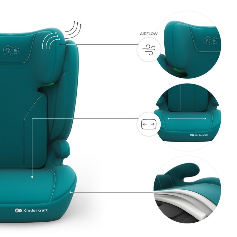 Kinderkraft, I-Spark 2 Plus, i-Size, scaun auto, green, 100-150 cm