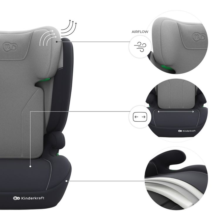 Kinderkraft, I-Spark 2 Plus, i-Size, scaun auto, grey, 100-150 cm