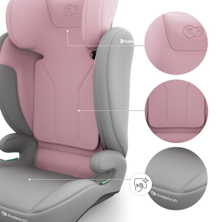 Kinderkraft, I-Spark 2 Plus, i-Size, scaun auto, pink, 100-150 cm