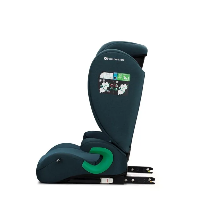 Kinderkraft, Junior Fix 2, I-Size, scaun auto pentru copii, Harbour Blue, 100-150 cm, 15-36 kg