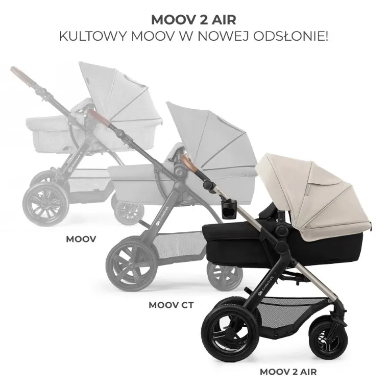 Kinderkraft, Moov 2, Air Wheels, carucior multifunctional 4in1, Moonlight Grey