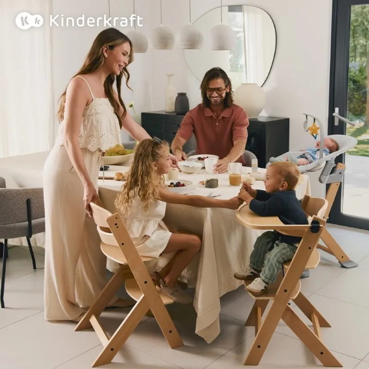 Kinderkraft, scaun de masa Enock + sezlongul Calmee, Grey