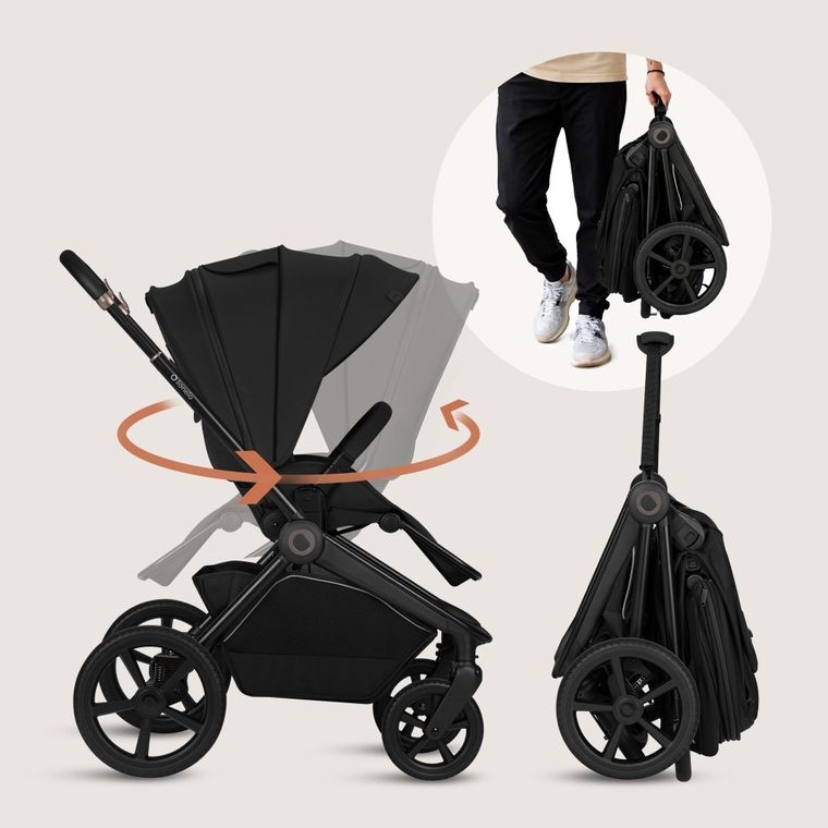 Lionelo, Freya, carucior multifunctional 3in1, Black Onyx