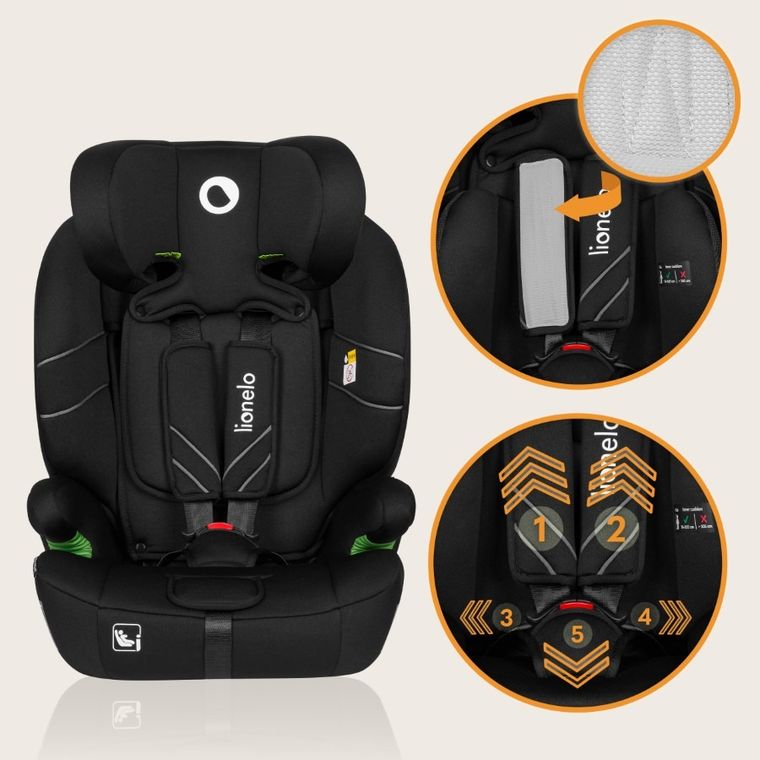 Lionelo, Levi One i-Size, scaun auto, Black Carbon, 76-150 cm