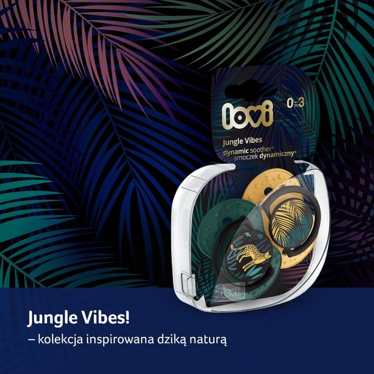 Lovi, Jungle Vibes Girl, suzeta dinamica din silicon, 0-3 luni, 2 buc.