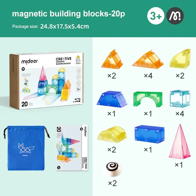 Mideer, blocuri magnetice 3D, 20 piese