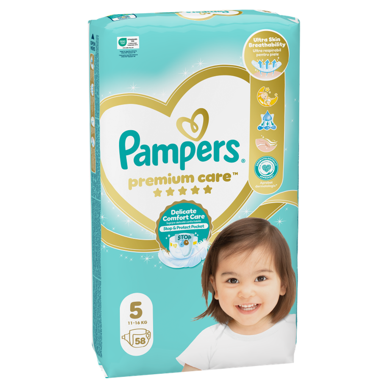 Pampers Premium Care, scutece marimea 5, 11-16 kg, 58 buc.