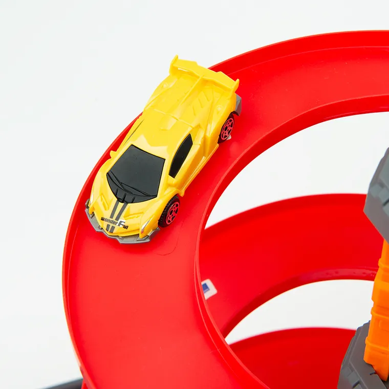Smiki, pista de curse cu parcare si lift, set cu vehicule, 68 elemente