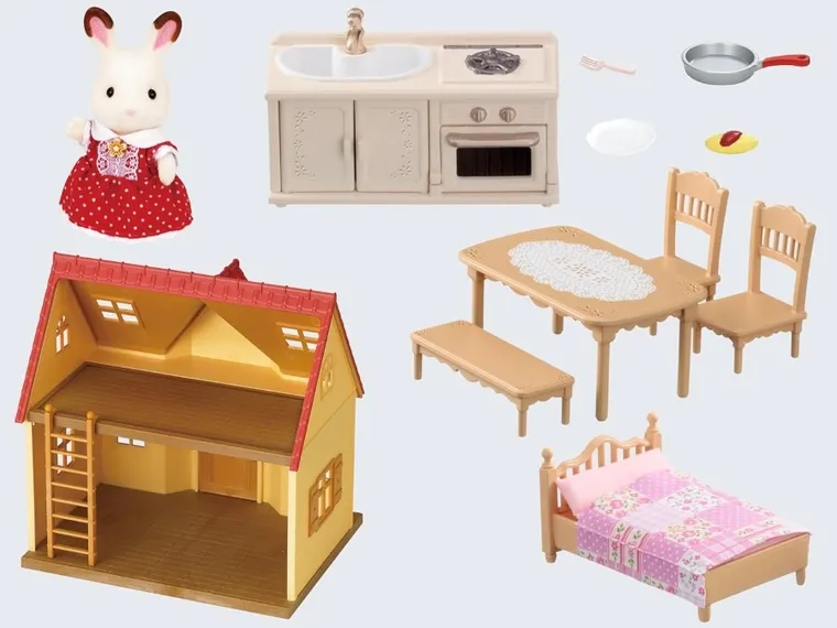 Sylvanian Families, Casa rustica primitoare, set de inceput cu figurina, 5242/5303