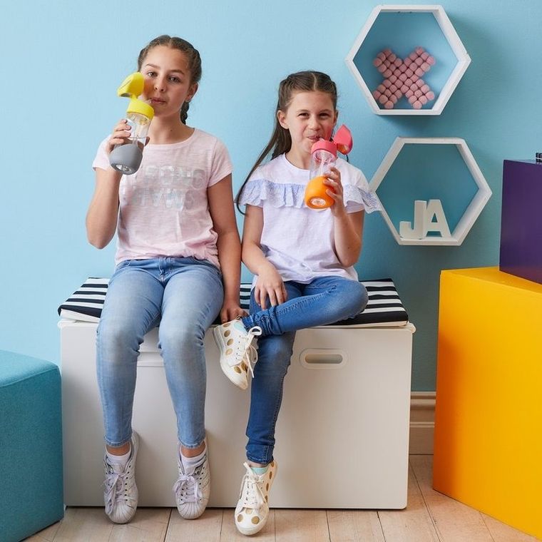 B.Box, bidon de tritan cu pai, Blue Slate, 450 ml