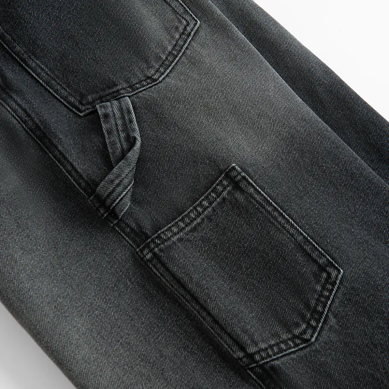 Blugi ajustabili cenusii-negri cu croiala super baggy unisex NOWEAR