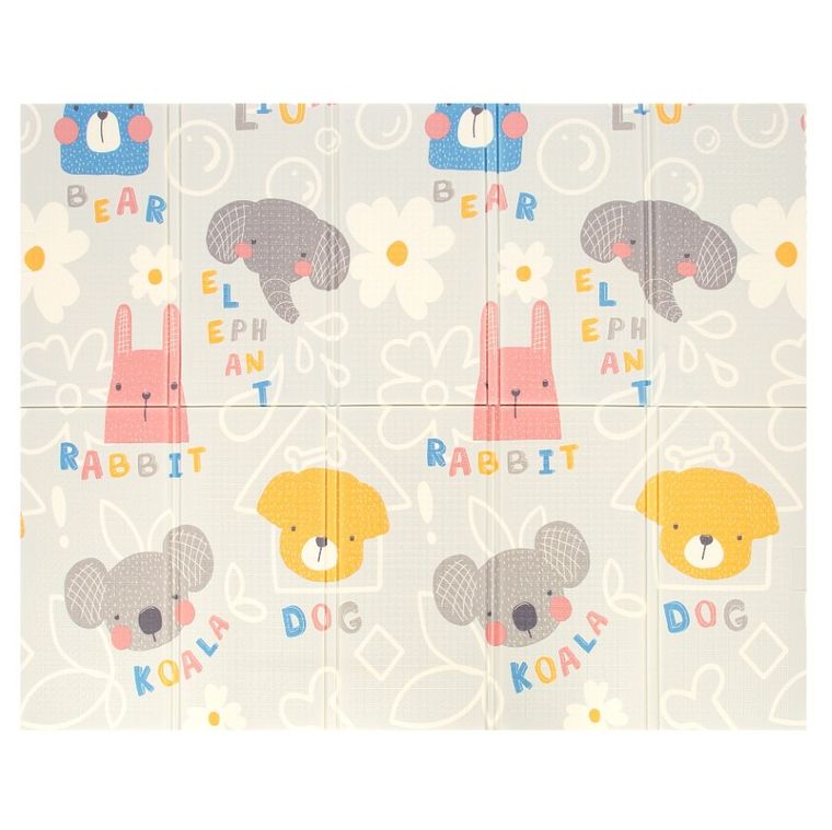 Bocioland, Elefant, covoras din spuma pliabil, gri, 150-180 cm