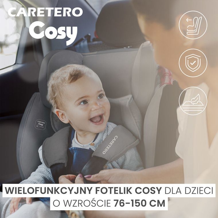 Caretero, Cosy i-Size, scaun auto, gri, 76-150 cm
