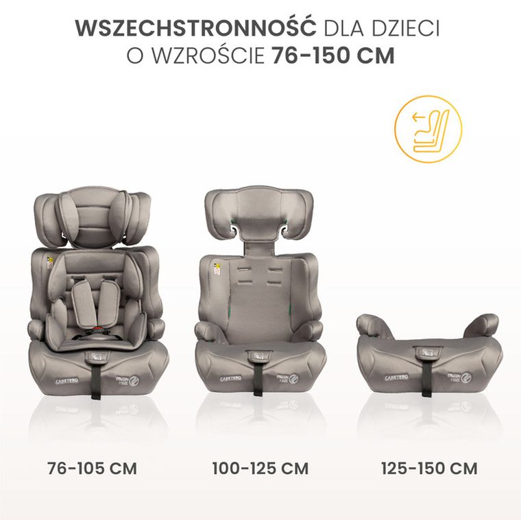 Caretero, Falcon i-Size, scaun auto, gri, 76-150 cm