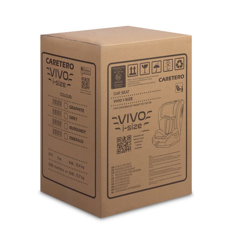 Caretero, Vivo i-Size, scaun, grey, 76-150 cm