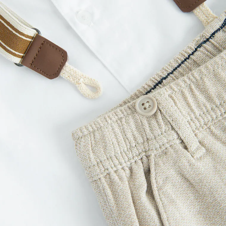 Cool Club, Set pentru baieti, Camasa cu maneca scurta, Pantaloni din textil, Bretele, mix