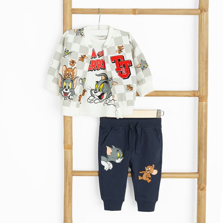 Cool Club, Set pentru baieti, Tricou, Bluza cu fermoar, Pantaloni trening, mix, imprimeu Tom & Jerry