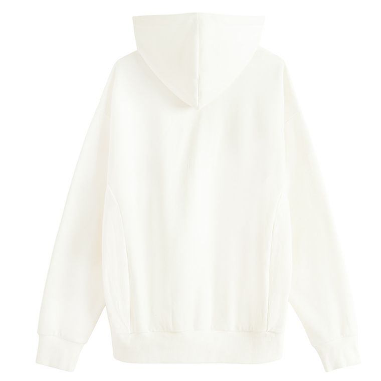 Hanorac oversize alb cu fermoar NOWEAR