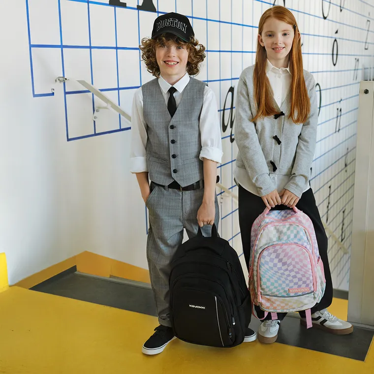 Kayokki, ghiozdan, 2 compartimente, Basic, negru