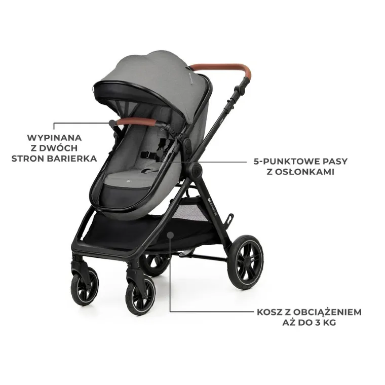 Kinderkraft, Esme Pro, carucior multifunctional 3in1, Moonlight Grey