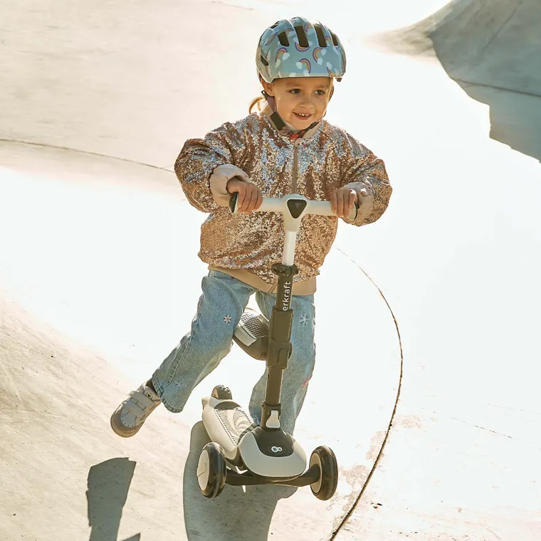 Kinderkraft, Halley 2, trotineta cu 3 roti de echilibru 2in1, LED, Rose Pink