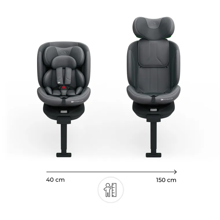 Kinderkraft, I-360 2 Plus, scaun auto, i-Size, gri, 40-150 cm