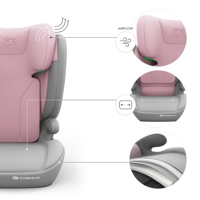Kinderkraft, I-Spark 2 Plus, i-Size, scaun auto, pink, 100-150 cm