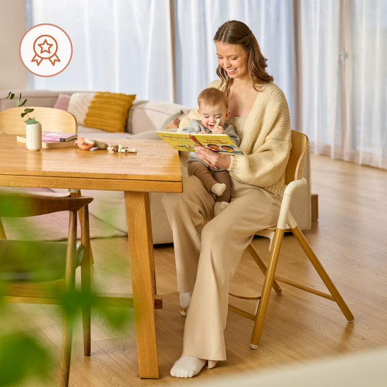 Lionelo, Celia, scaun multifunctional din lemn 3in1, White Natural Wood