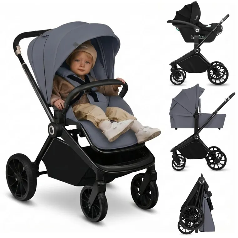 Lionelo, Mika Plus, carucior multifunctional, 3in1, Grey Stone