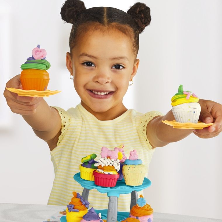 Play-Doh, Cupcake Tower, set creativ, 8 cutie cu plastilina
