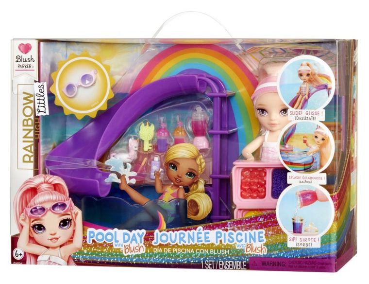 Rainbow High, Littles Dolls, Pool Day, Blush, papusa fashion cu accesorii