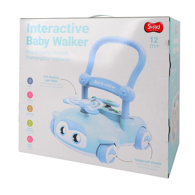 Smiki, Interactive Baby Walker, antemergator, avionas, albastru