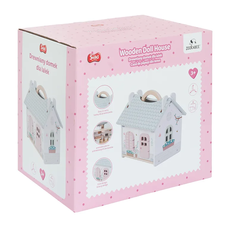 Smiki, Zookabee, casuta din lemn pentru papusi, 9 elemente