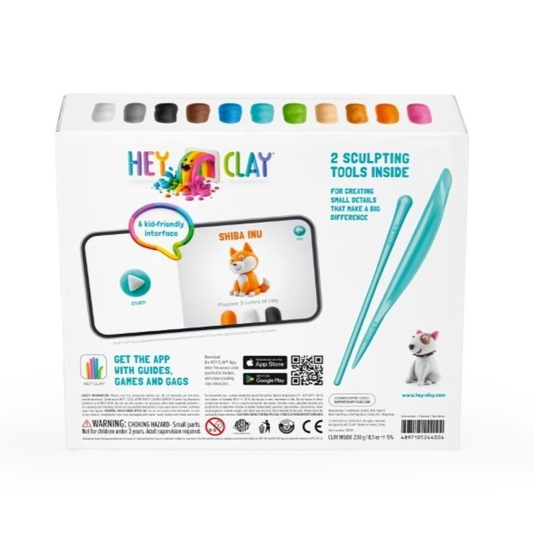 Hey Clay, Dog Story, set creativ, 15 cutii de plastilina