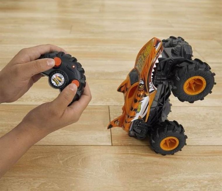 Hot Wheels, Monster Trucks Tiger Shark, masina cu telecomanda, scara 1:24