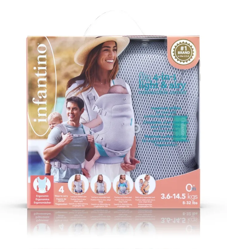 Infantino, marsupiu port-bebe 4in1 respirabil, gri