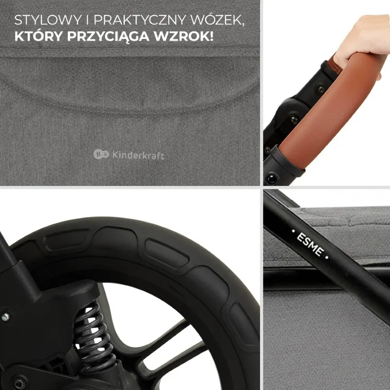 Kinderkraft, Esme Pro, carucior multifunctional 3in1, Moonlight Grey