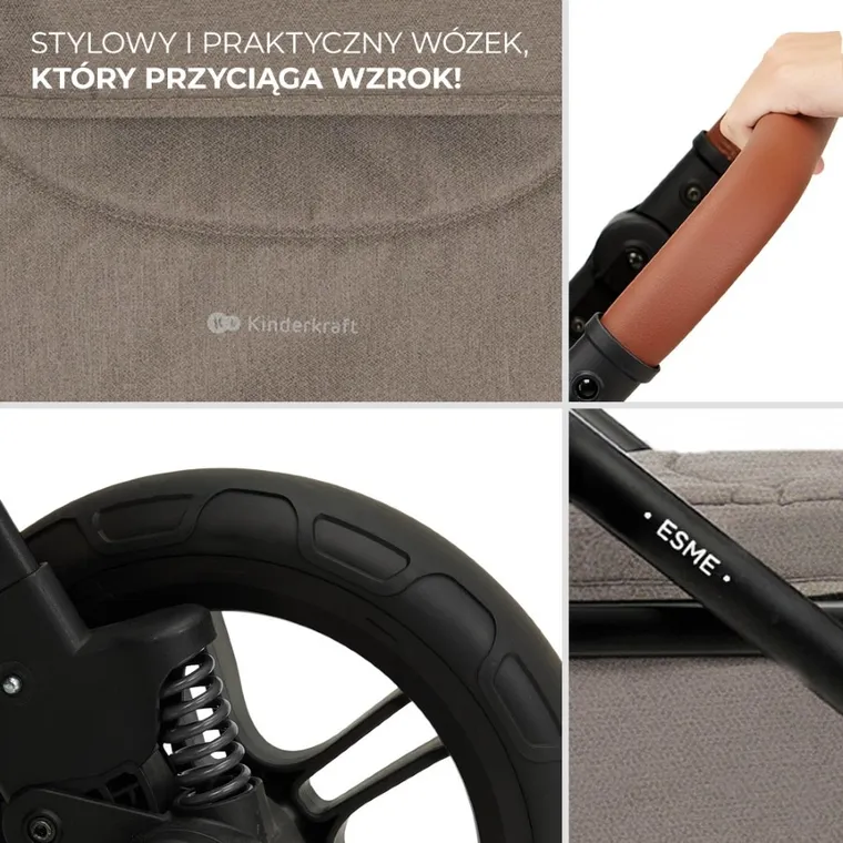 Kinderkraft, Esme Pro, carucior multifunctional 3in1, Sand Beige