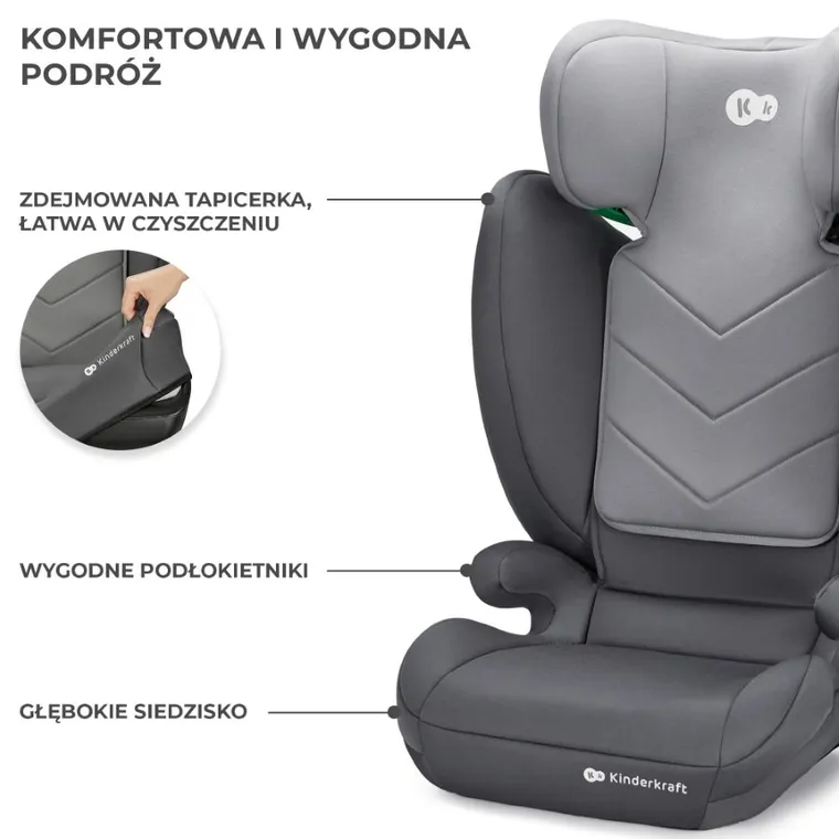 Kinderkraft, I-Spark, scaun auto, 100-150 cm, Grey