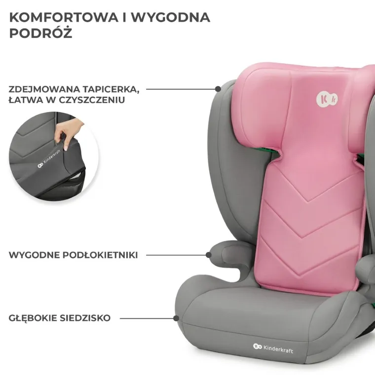 Kinderkraft, I-Spark, scaun auto, 100-150 cm, Pink