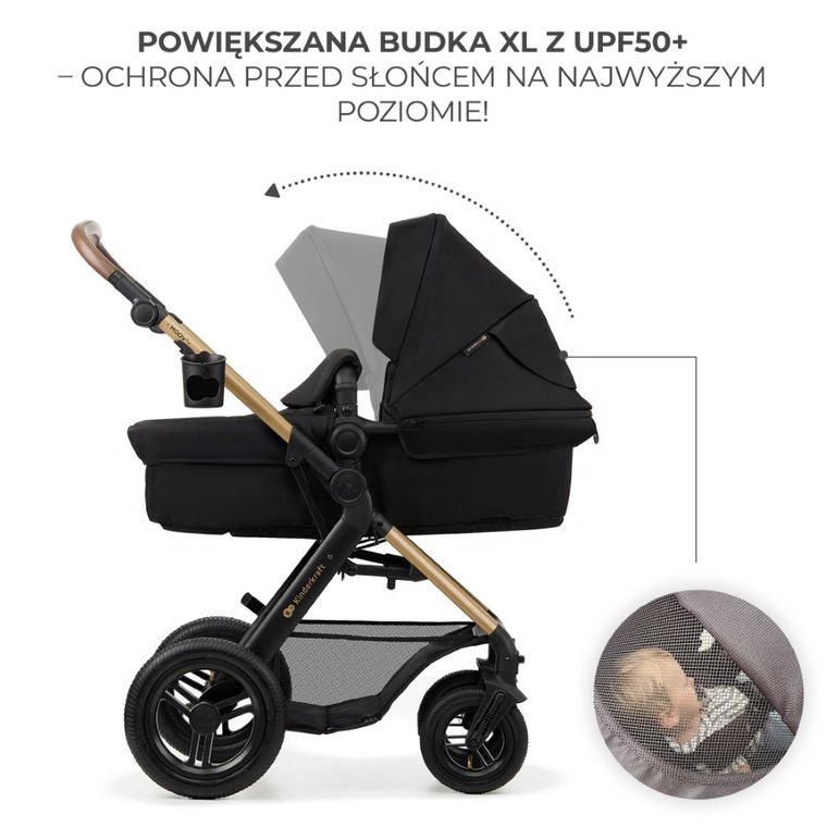 Kinderkraft, Moov 2 Air, carucior multifunctional 3in1, Pure Black