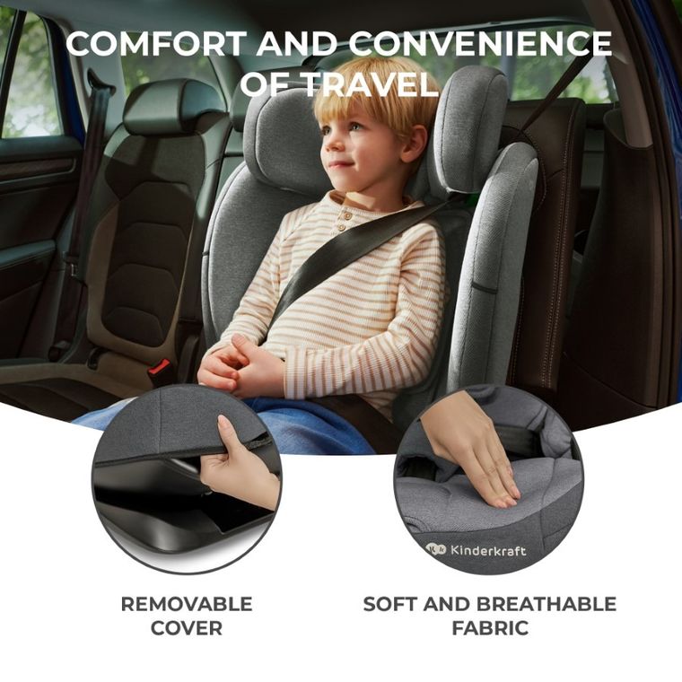 Kinderkraft, Oneto 3, I-size, scaun auto, Graphite Black, 76-150 cm