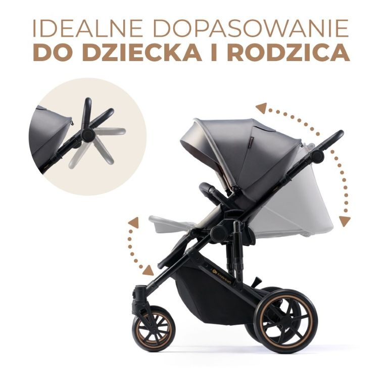 Kinderkraft, Prime 2, carucior multifunctional 2in1, Shadow Grey