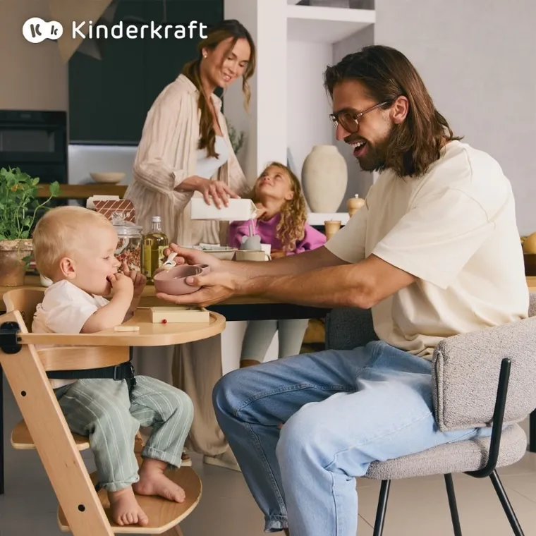 Kinderkraft, scaun de masa Enock + sezlongul Calmee, Grey