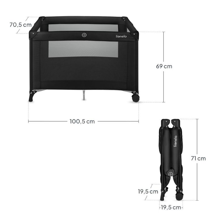 Lionelo, Amelie, patut de voiaj compact, Black Carbon