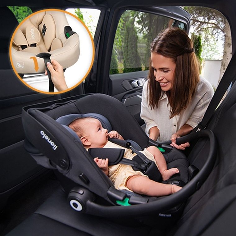Lionelo, Astrid, scaun auto cu baza, i-Size, Beige Sand, 40-87 cm