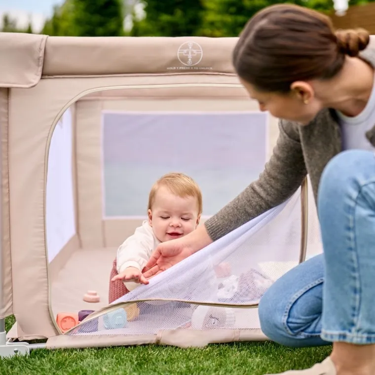 Lionelo, Florence, tarc de joaca pentru copii, Easy Fold, Beige Sand